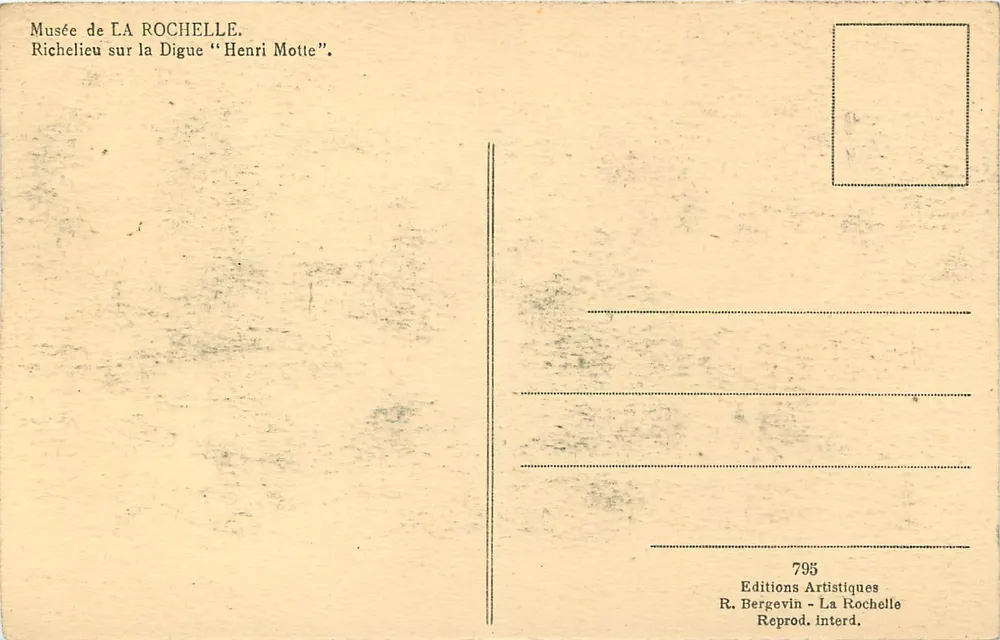 Richelieu auf der Digue — Henri Motte — Artistische Editionen R. Bergevin, La Rochelle - Rückseite