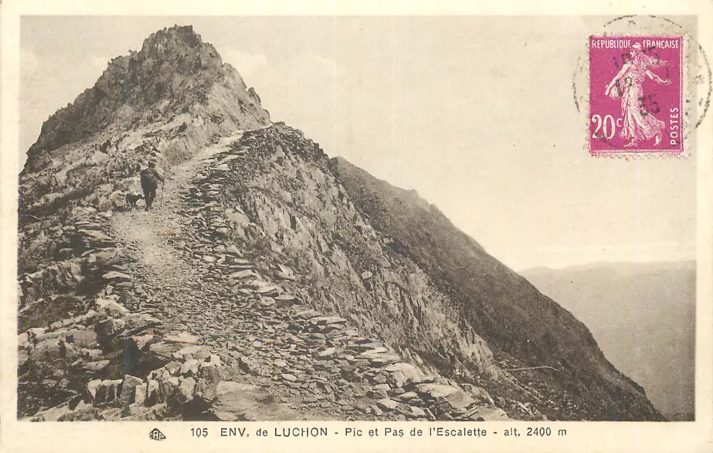 Env de Luchon - Pic et Pas de l'Escalette - alt. 2400 m — CPA n°105, éditeur A. RIC - Recto