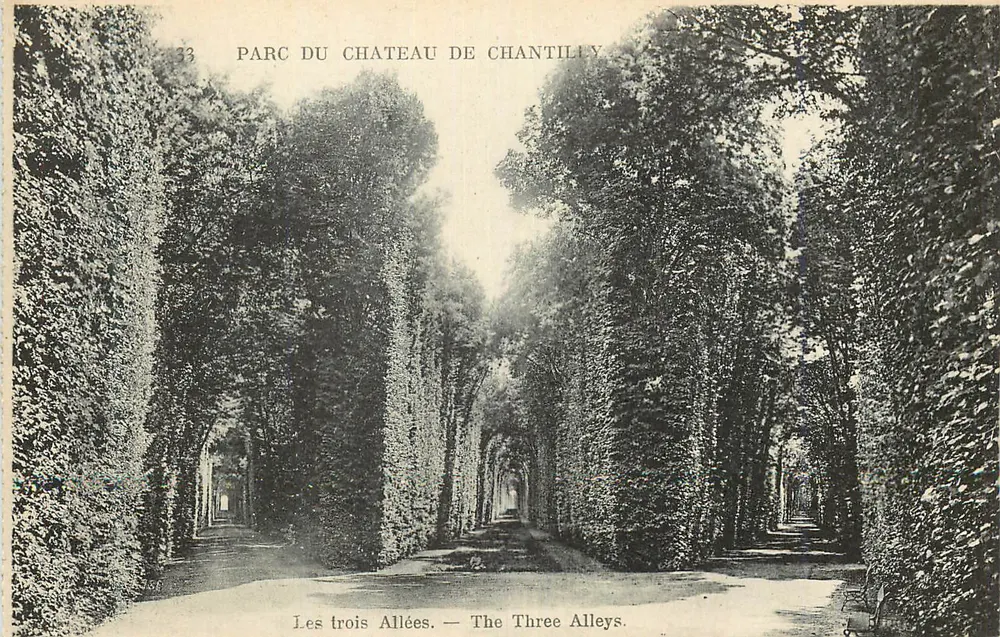 Parque do Castelo de Chantilly — As Três Avenidas — editor Neurdein Frères - Frente