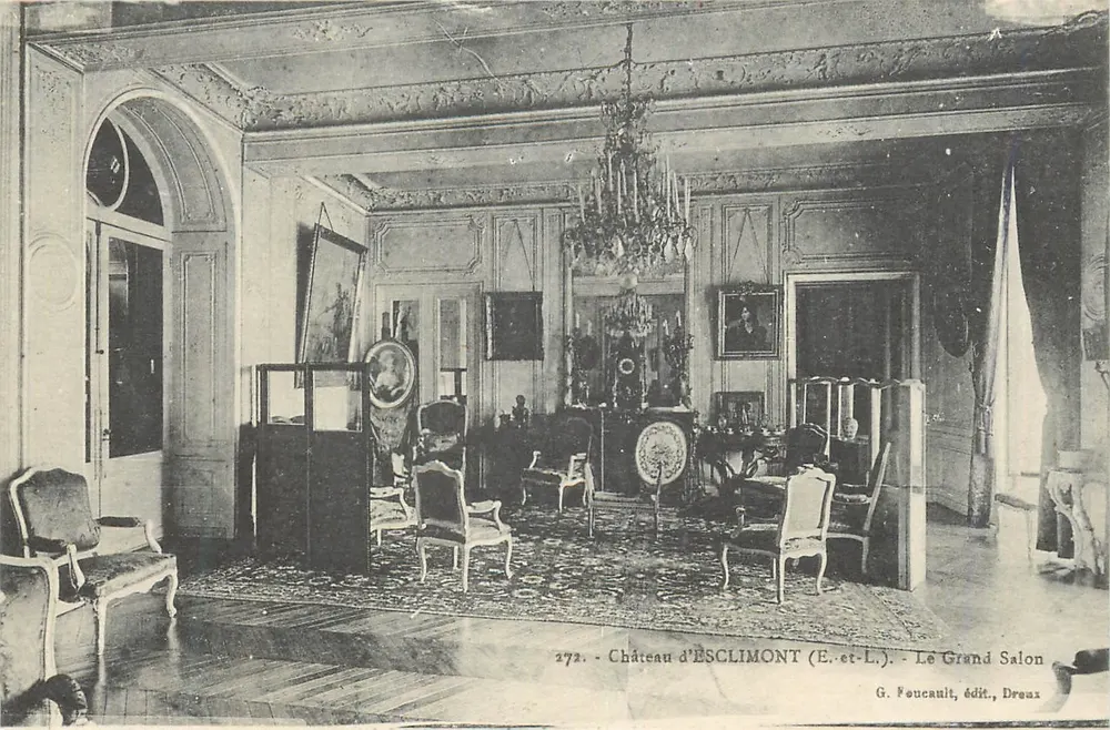 Château d'ESCLIMONT (E.-et-L.) — Le Grand Salon — G. Foucault, édit., Droux - Recto