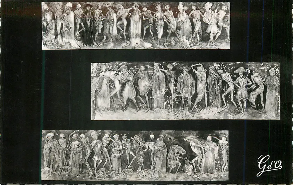 La Danse Macabre — Fresque en trois panneaux du XVᵉ s. — Abbaye Saint-Robert (La Chaise-Dieu) - Vorderseite