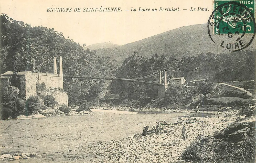 Umgebung von Saint-Étienne — Die Loire bei Pertuiset — Der Brücke — Verlag: P. Prinquette & Fils, Loire - Vorderseite