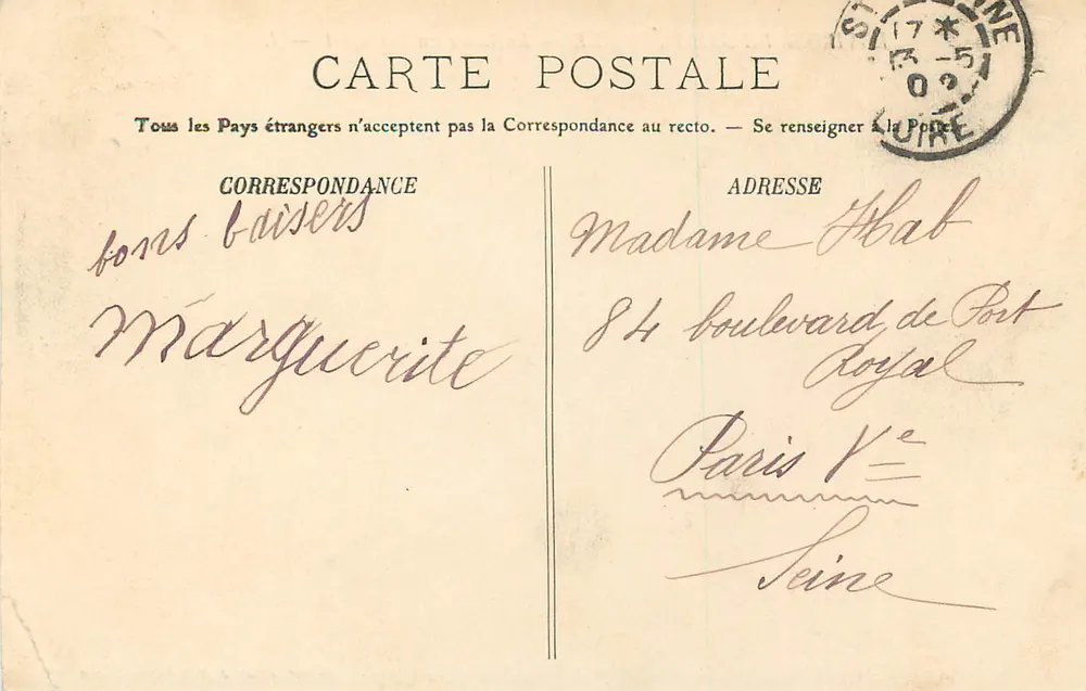 Umgebung von Saint-Étienne — Die Loire bei Pertuiset — Der Brücke — Verlag: P. Prinquette & Fils, Loire - Rückseite