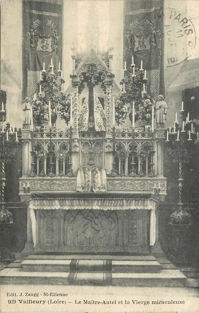 Valfleury (Loire) — Der Meisteraltar und die Marienstatue — Edit. J. Zaugg - St-Etienne n°939 - Vorderseite