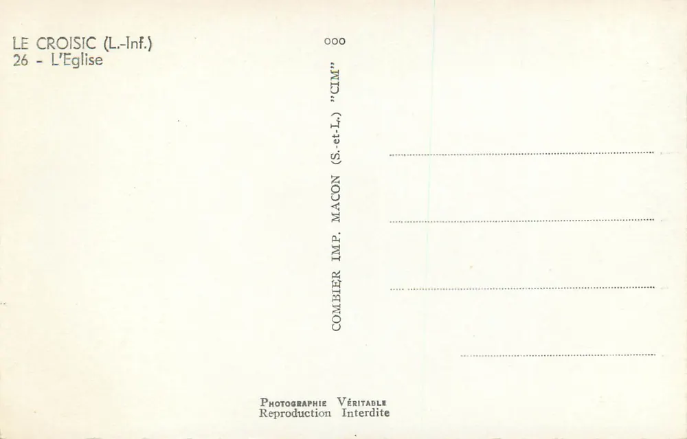 Le Croisic (L.-Inf.) — A Igreja — Combier (S.-et-L.) - Verso