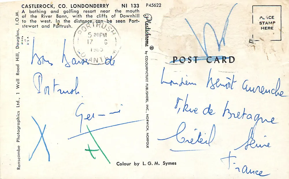 Castlerock, Co. Londonderry — vista costeira com passeios — Ranscombe Photographic Ltd. n° P45622 - Verso