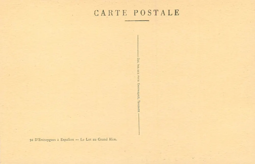 Der Lot am Grand Rieu — Von D'Entraygues nach Espalion — Verlag: Soc. Ind. des Arts Graphiques, Toulouse - Rückseite