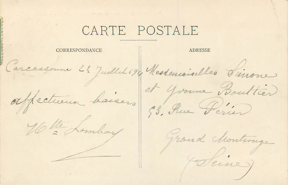 A Cidade de Carcassonne — A Costa da Aude — Fot. Michel Jordy, Cho de Carcassonne - Verso