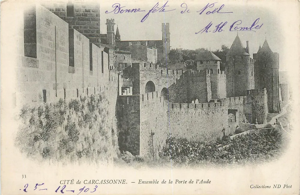 Cité de Carcassonne — Ensemble de la Porte de l'Aude — Collections ND Phot - Recto