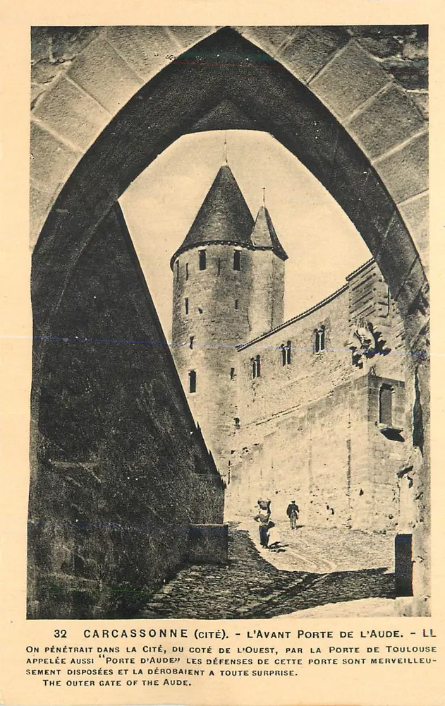 Carcassonne (Cité) — L'Avant Porte de l'Aude — Imp. Letellier, Paris - Recto