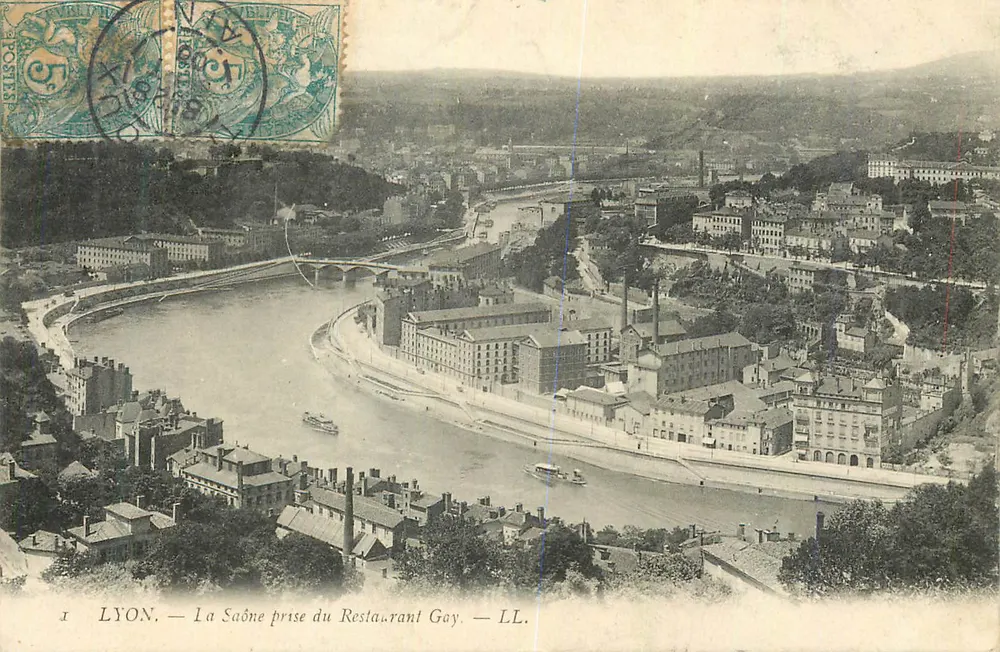 LYON — La Saône prise du Restaurant Gay — LL. - Recto