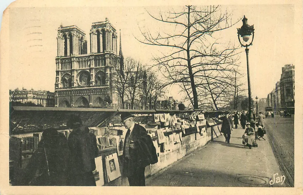 Paris - Die Quais - Ansicht von Notre-Dame — Die Buchhändler — Édit. d'Art Jan, n°100 - Vorderseite