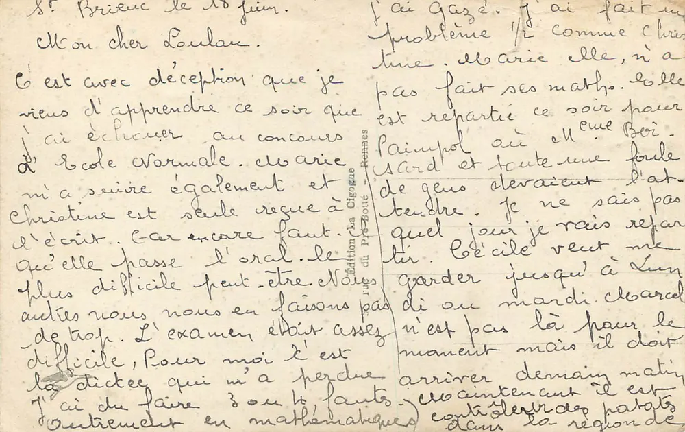 Saint-Brieuc — A Embocadura do Gouët — Edição La Cigogne, n°1021 - Verso