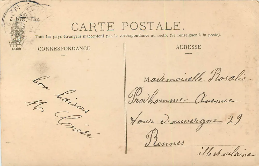 Duas jovens lendo uma carta — A Carta da França, série 122 — editor J.L.A. - Verso