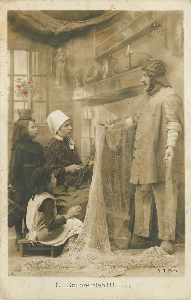 Pescador e mulheres — cena de pesca — A. N. Paris, n°1 - Frente