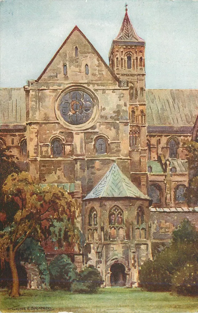 Le Transept Nord et le Baptistère de Canterbury — The North Transept and Baptistry — éditeur The Photochrom Co., Ltd. - Recto