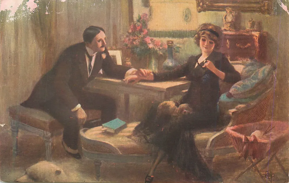 Casal em interior — cena íntima — A. Guillaume, n° 1078 - Frente