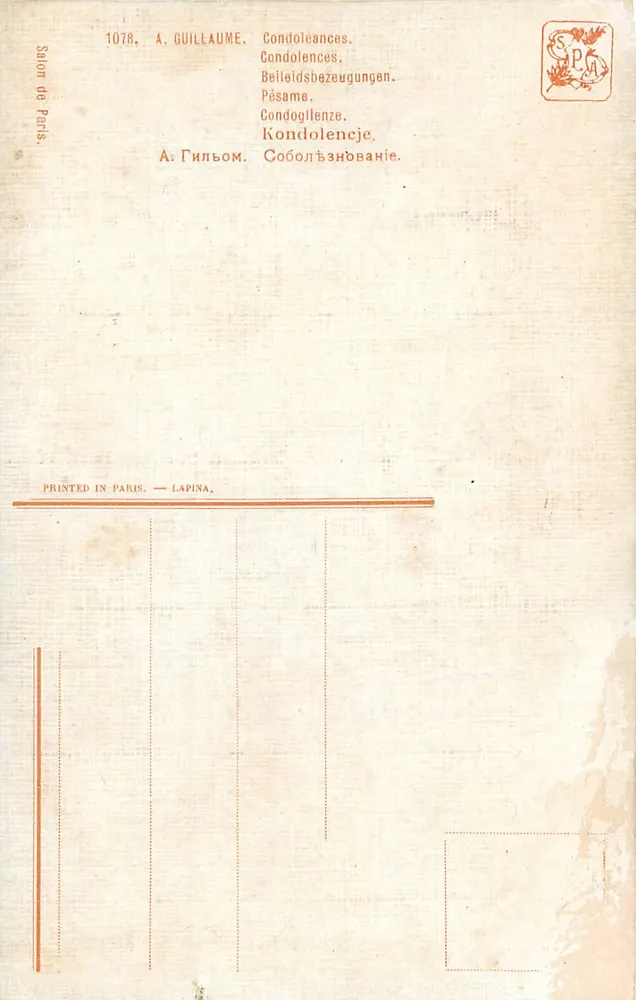 Casal em interior — cena íntima — A. Guillaume, n° 1078 - Verso