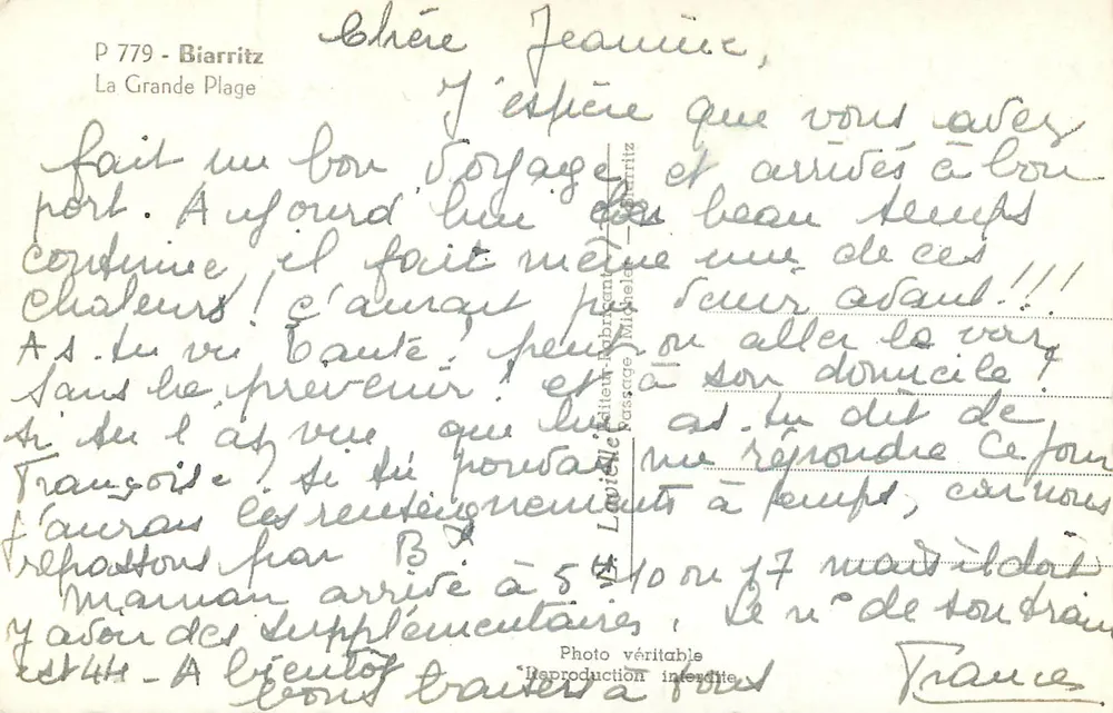 Biarritz — A Grande Praia — Lavielle - Verso