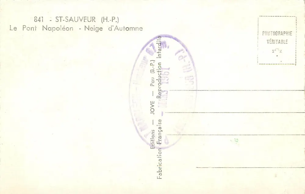 Der Napoleonbrücke — Herbstschnee — Editions JOVE - Rückseite
