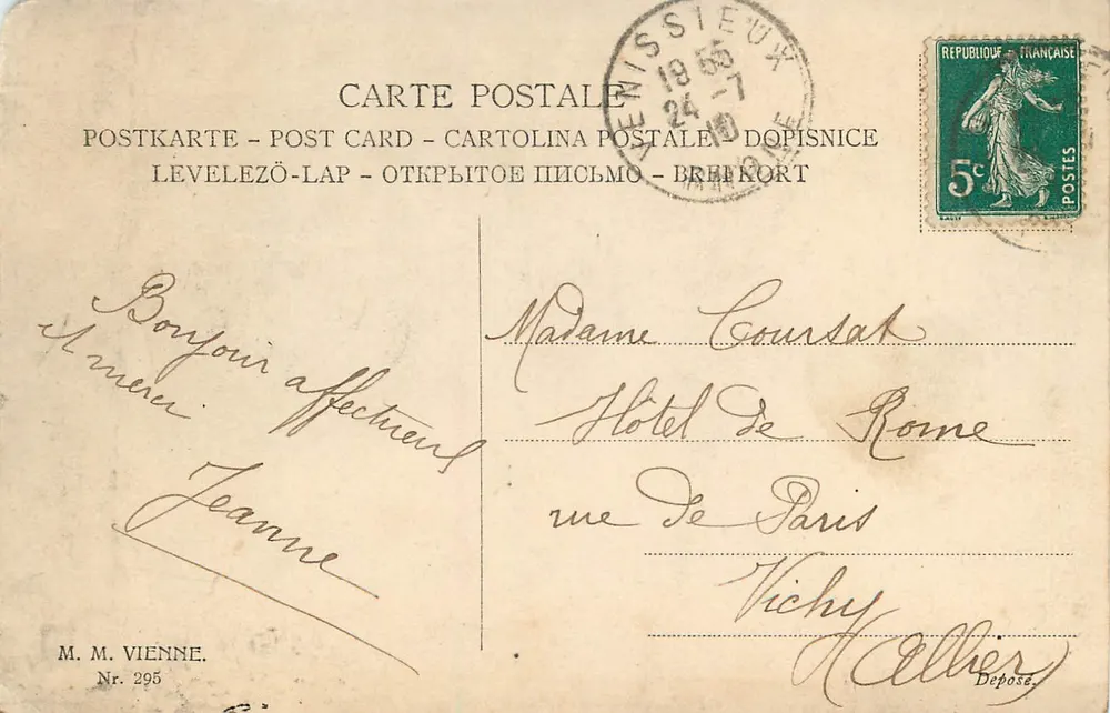 Mulheres e cervos na neve — editor M.M. VIENNE, n° 295 - Verso