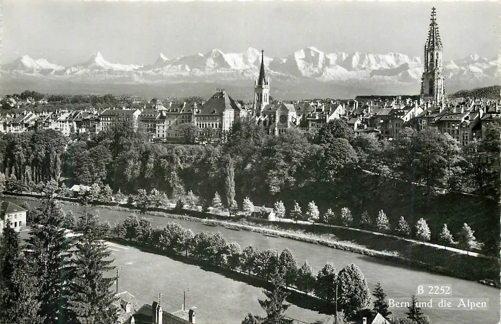 Bern e as Alpes — B 2252 — Edição A. Boss & Co. / Bn. - Frente