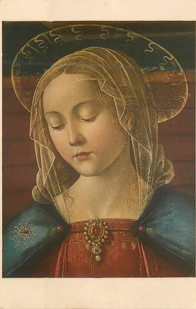 Kopf der Jungfrau — Ghirlandajo (1451-1495) — Ospizio degli Innocenti, Florenz — Edition Hoesch, Mailand - Vorderseite