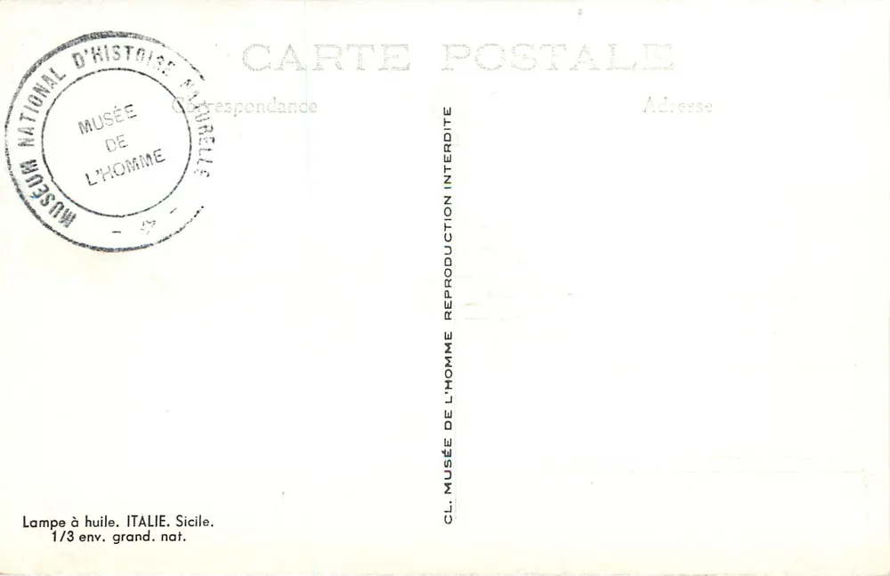 Öllampe — Nachbildung — Musée de l'Homme, Paris - Rückseite