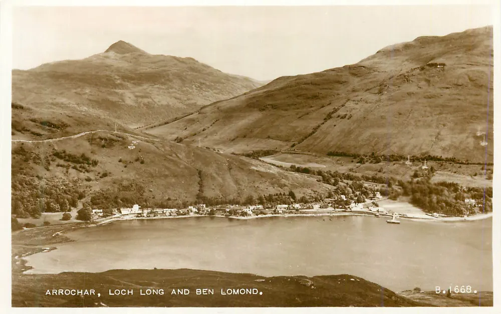 Arrochar, Loch Long y Ben Lomond — Tarjeta postal antigua Valentine's — B.1668 - Anverso