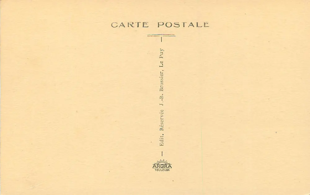 Le Puy-en-Velay — Vue Générale et perspective des Cévennes — Éditeur J.-B. Brossier, Toulouse - Verso