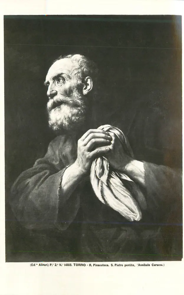 São Pedro arrependido — obra de Annibale Caracci — editor Alinari, n° 14813 - Frente