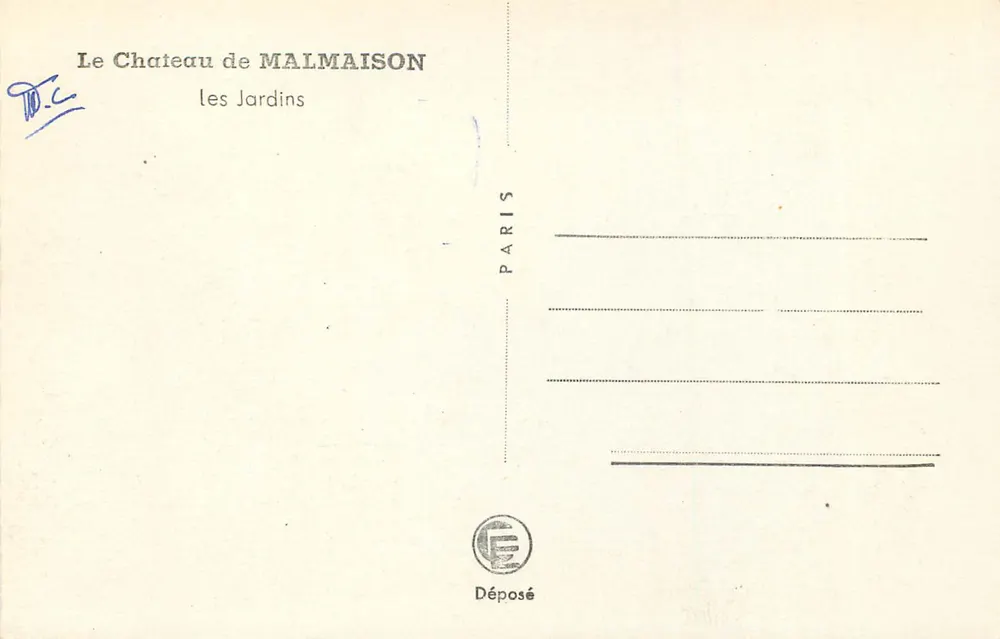 Jardins de Malmaison — estátuas e obeliscos — editor Paris - Verso