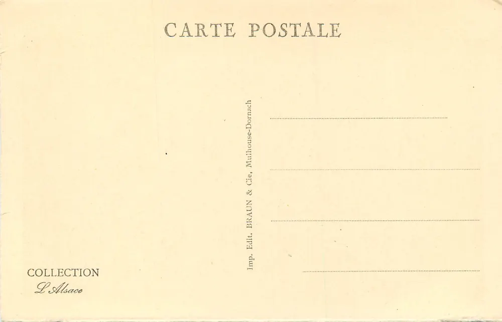 Le Hohneck, vu de la Martinswand — série 2090 — éditeur BRAUN & Cie, Mulhouse-Dornach - Verso