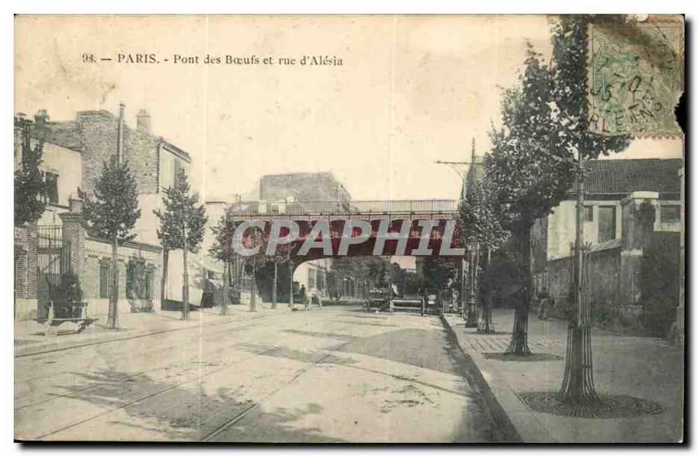 PARIS - Pont des Bœufs et rue d'Alésia — Éd. P. Narmuse, 33, Bd Montparnasse, Paris - Recto