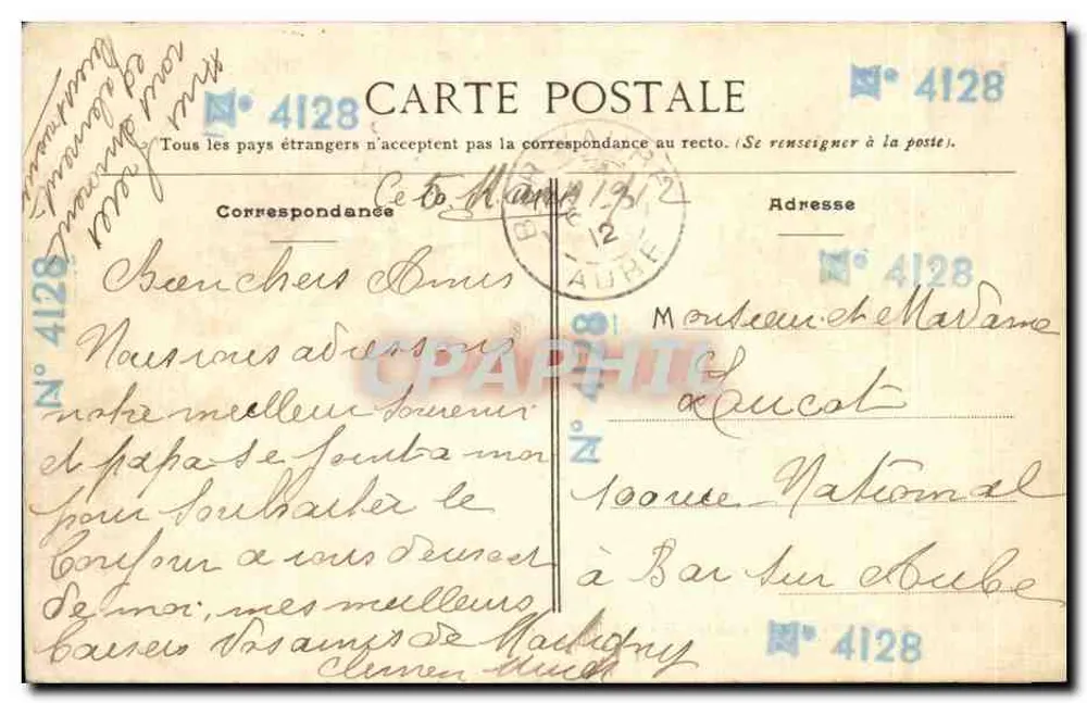 Paris — Avenue Daumesnil - Porte Dorée — L. Simonet, Coulours, 262, Avenue Daumesnil, Paris - Verso