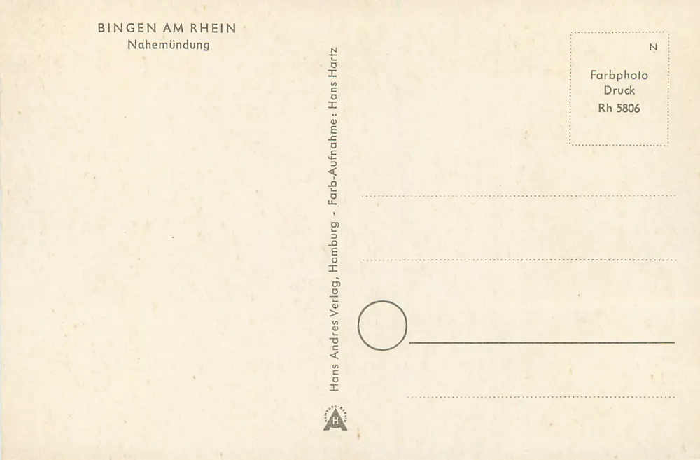 Bingen am Rhein — Desembocadura do rio Nahe — Hans Hartz, Rh 5806 - Verso