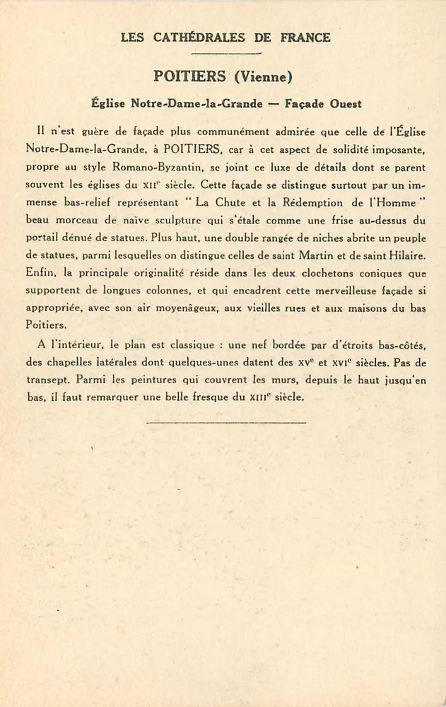 Poitiers (Vienne) — Kirche Notre-Dame-la-Grande (Westfassade) — Sammlung Kolarsine und Solution Pautaubege - Rückseite