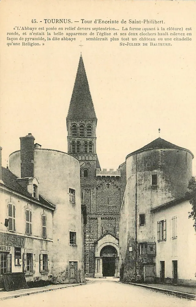 Enclosure Tower of Saint-Philibert — Tournus — Publisher Petit, Mâcon, no. 45 - Front