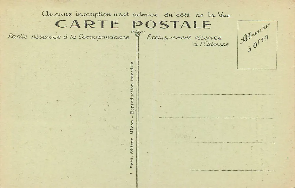 Enclosure Tower of Saint-Philibert — Tournus — Publisher Petit, Mâcon, no. 45 - Back