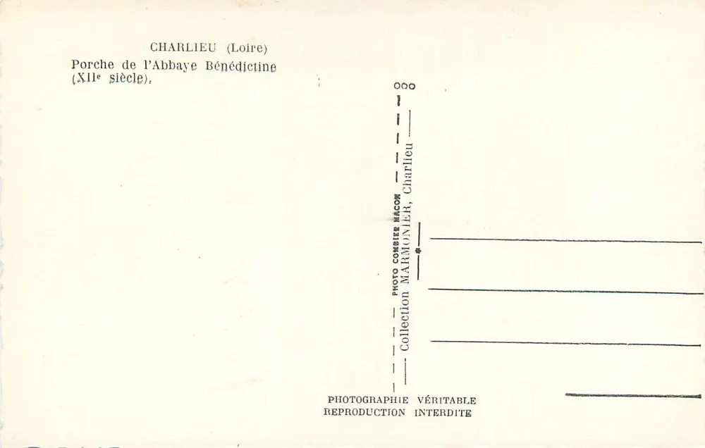 Charlieu (Loire) — Portal der Benediktinerabtei (12. Jahrhundert) — Photographie Marmonier, Charlieu - Rückseite
