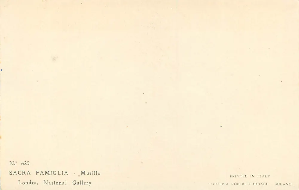 Heilige Familie - Murillo — Nr. 625 — Verlag Roberto Hoesch, Mailand - Rückseite