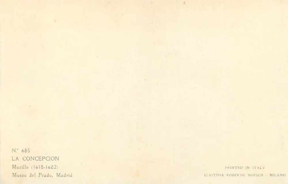 A Concepção — Murillo (1618-1682) — Eliotipia Roberto Hoesch, Milão - Verso