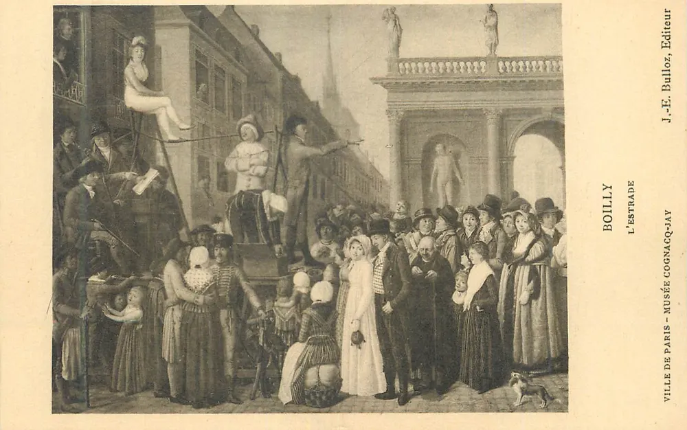 Cena de rua em Paris — pintura de Boilly — editor J.-E. Bulloz, Paris - Frente