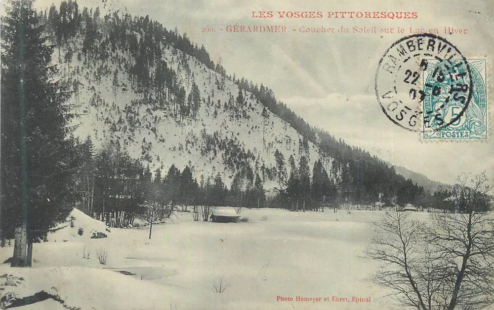 Gérardmer - Couchet du Soleil sur le Lac en Hiver — Les Vosges Pittoresques, Photo Homeyer et Ehret, Epinal - Recto