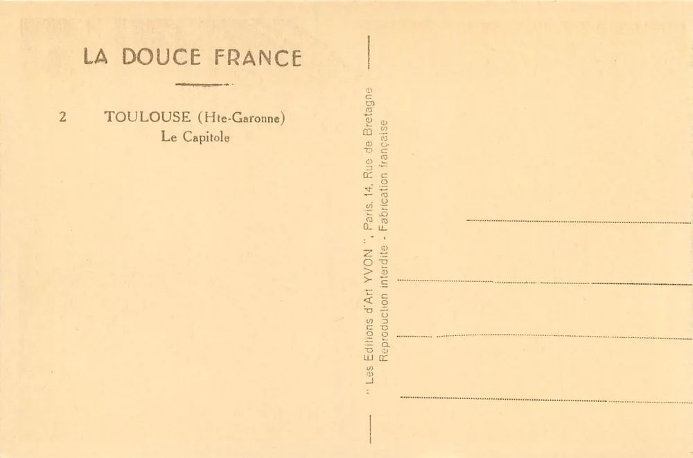 Toulouse — Das Capitole — Éditions d'Art YVON - Rückseite