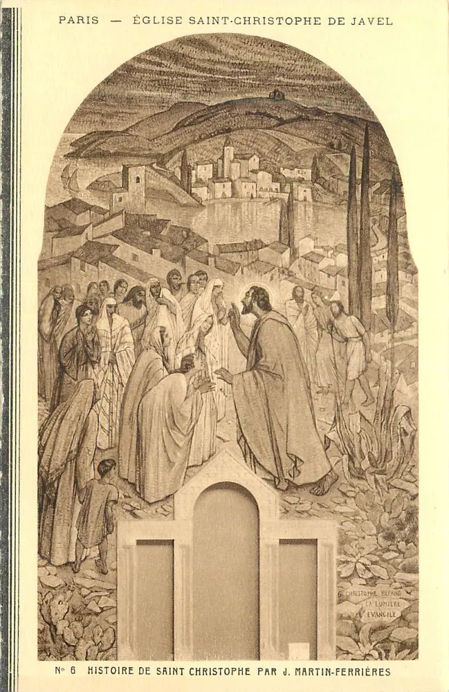 Paris — Kirche Saint-Christophe in Javel — Die Geschichte des Heiligen Christophe von J. Martin-Ferrières - Vorderseite