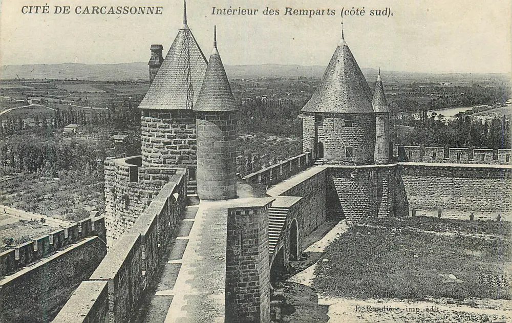 Stadt Carcassonne — Innenansicht der Mauern (Südseite) — Randière, Verlag - Vorderseite