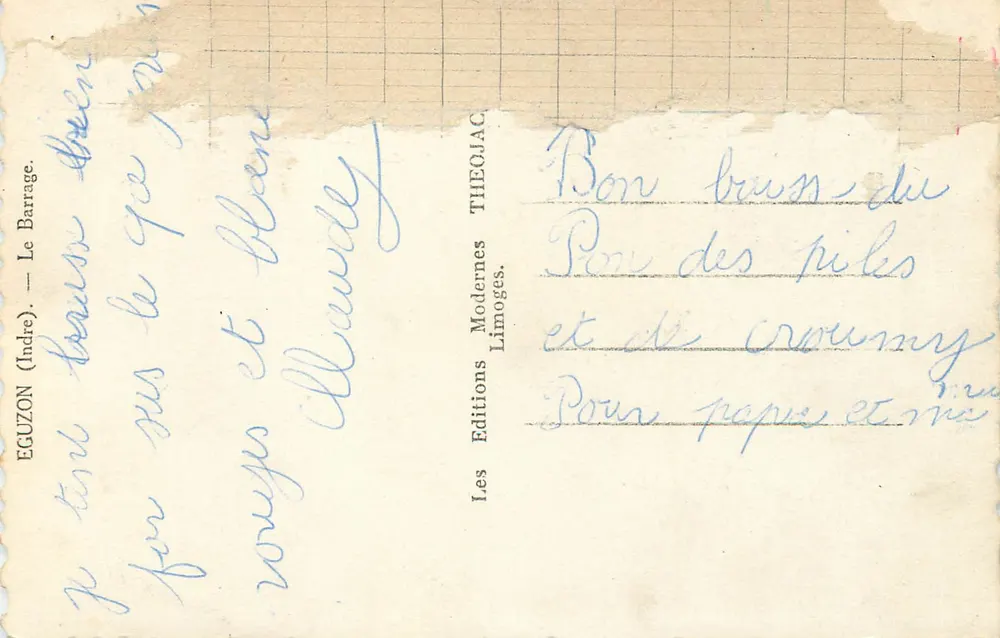 O Barragem d'Éguzon (Indre) — vista panorâmica — Les Éditions Modernes Limoges - Verso