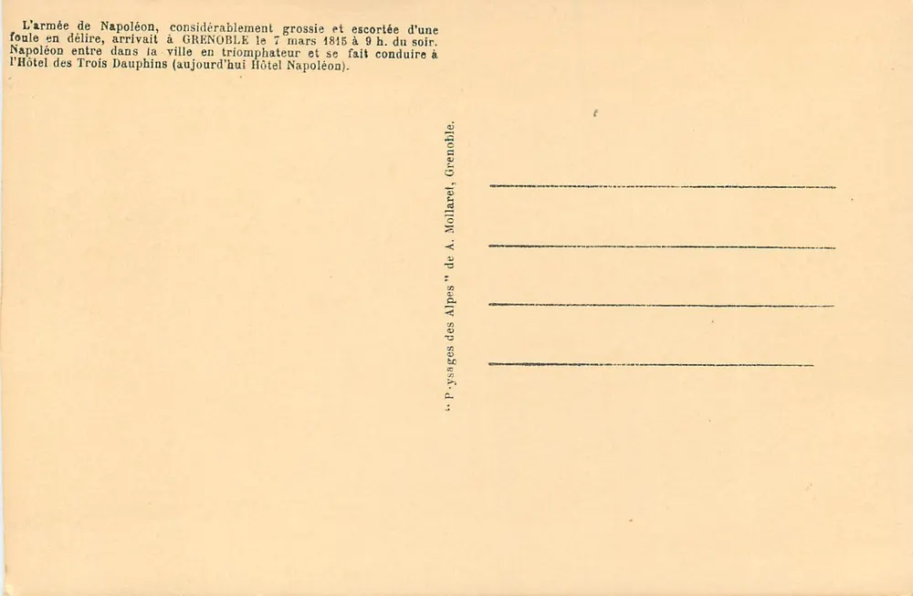 Tal des Graisivaudan — Grenoble, Hauptstadt des Dauphiné. Die Isère und die Alpen — A. Mollaret, Nr. 27 - Rückseite