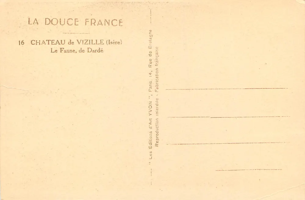 Der Faun von Dardé — Schloss Vizille (Isère) — Éditions d'Art Yvon - Rückseite